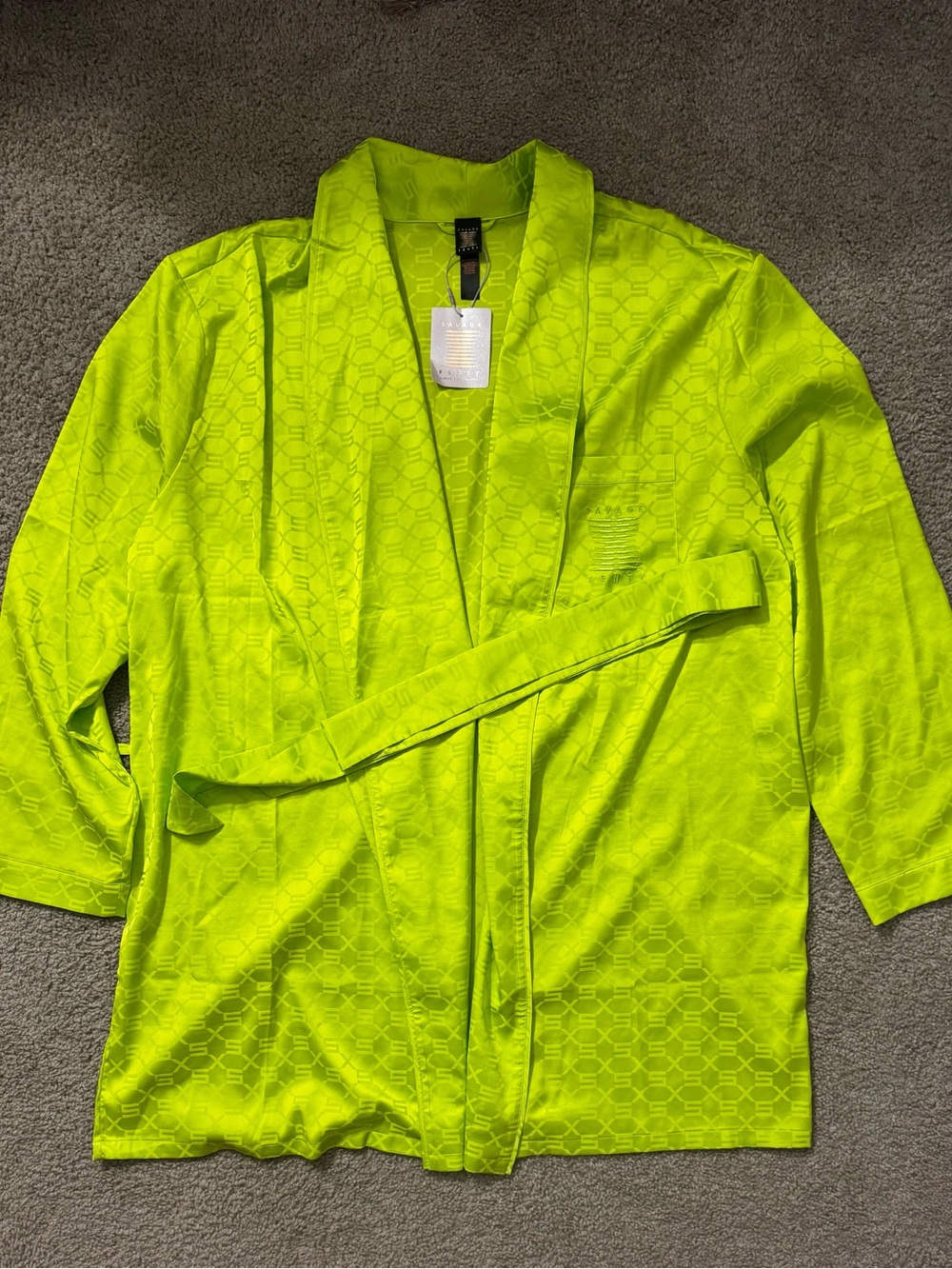 Neon Lime Open-Front Kimono Robe